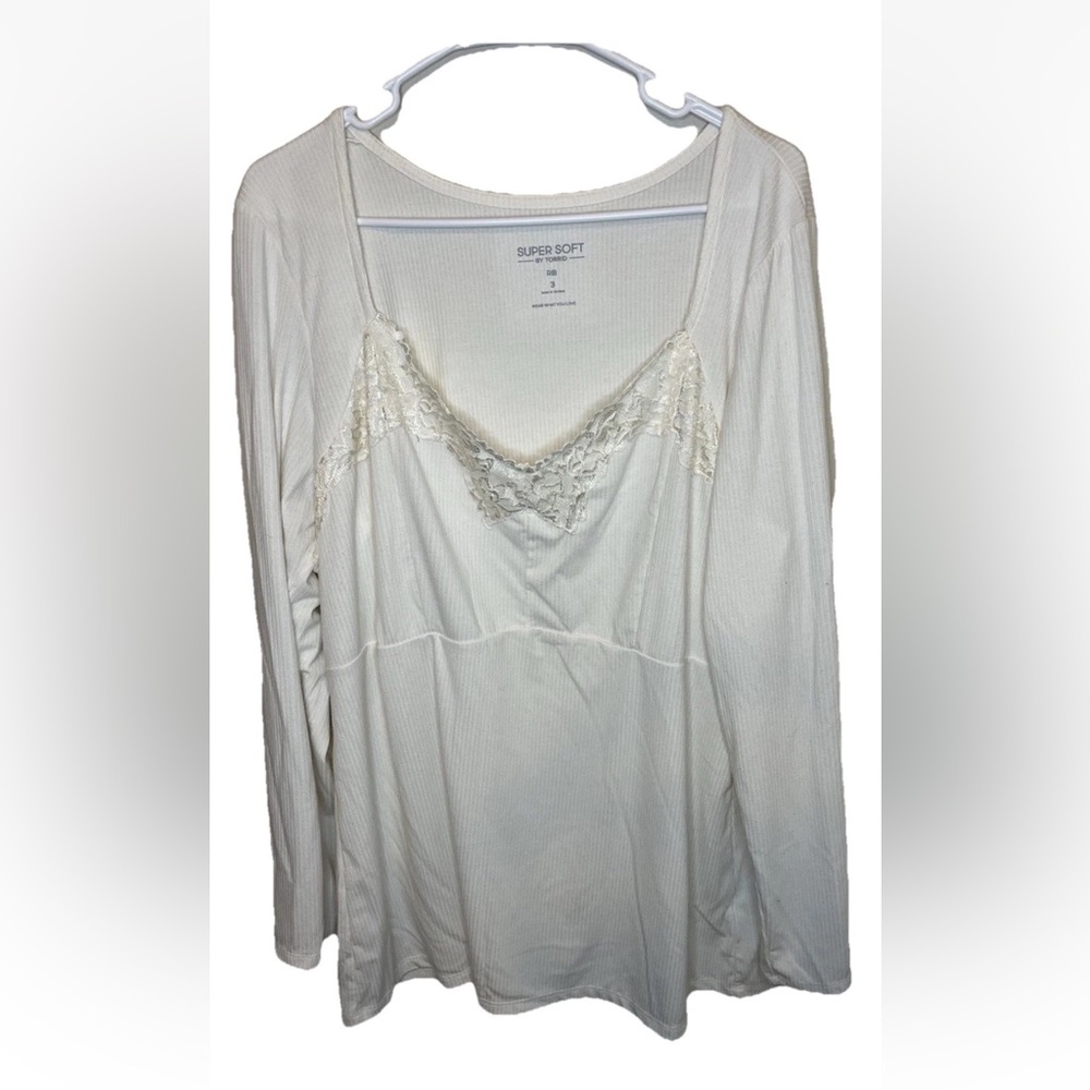 Torrid Women's Super Soft Ribbed Knit Long Sleeve White Tunic Size 3X EUC